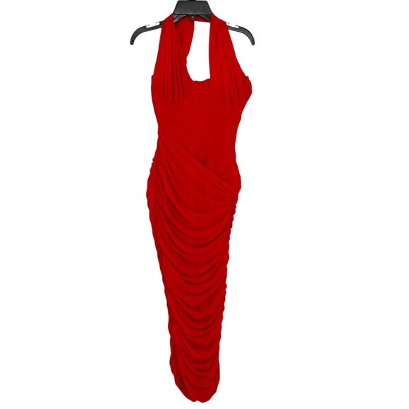 House Of CB Valentina Bodycon One Shoulder Midi Dress Red Size XS NWOT - Picture 6 of 10